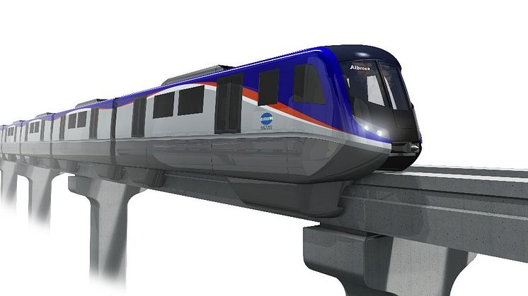 A rendering of Hitachi's monorail for Line 3 of Panama Metro.