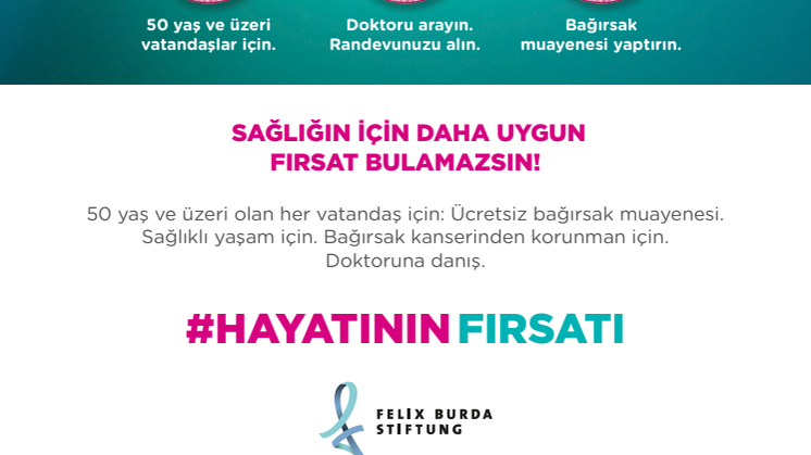 Deal Deines Lebens. Printanzeige zum Darmkrebsmonat März 2022 auf Türkisch
