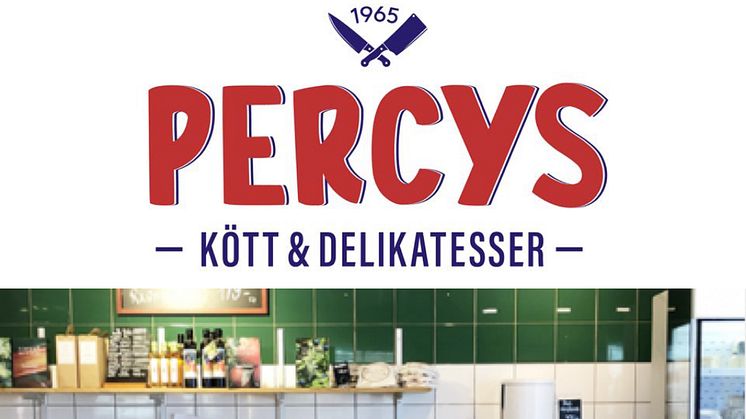 Percys logotyp och butiken i Norrviken