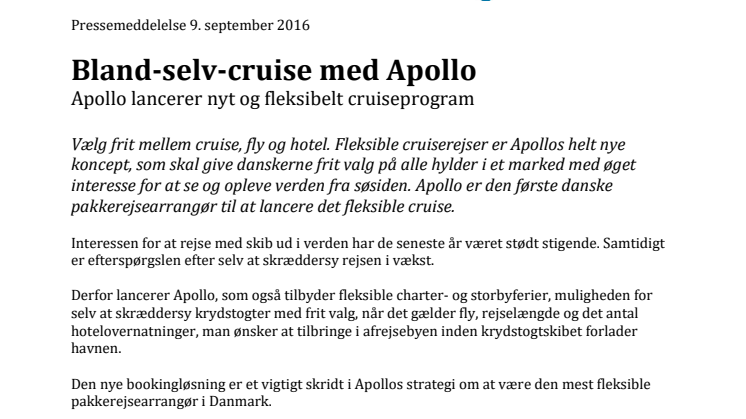 Bland-selv-cruise med Apollo