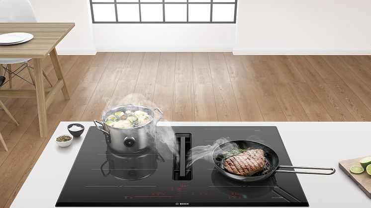 Bosch esittelee uudet Serie 8, 6 ja 4 –keittotasot, joissa on integroitu liesituuletin
