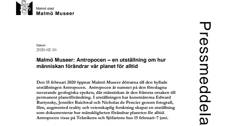 Malmö Museer: Antropocen – en utställning om hur människan förändrar vår planet för alltid