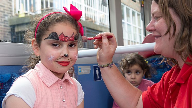 Face painting at Go North East family event.