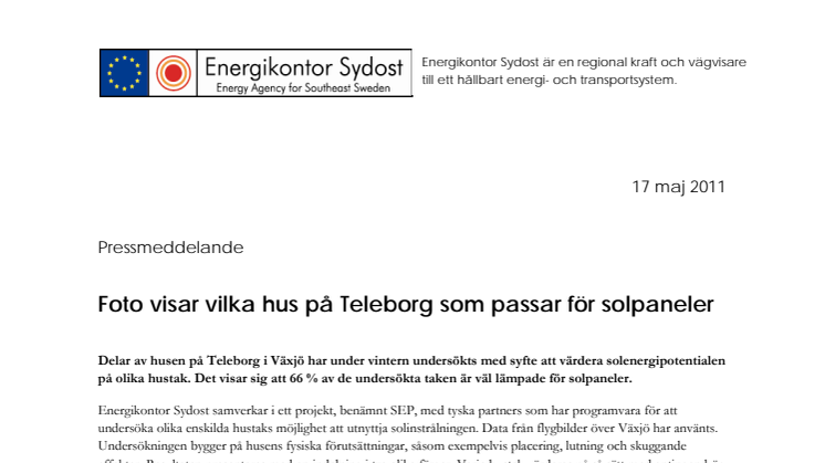 Foto visar vilka hus på Teleborg som passar för solpaneler
