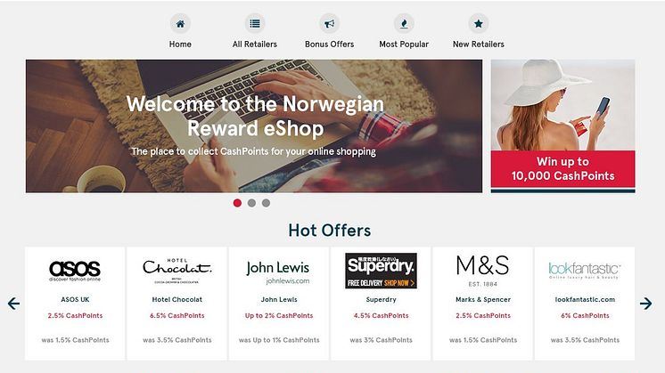 Norwegian launches new eShop for loyalty points earning at UK’s leading online retailers