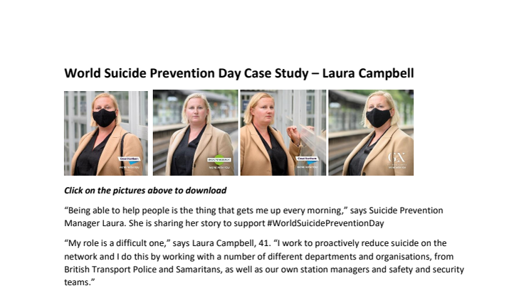Suicide Prevention Manager Laura Campbell shares her story on World Suicide Prevention Day
