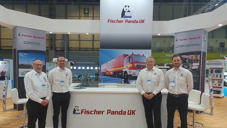New Vehicle and Specialist Applications Sales Executive, David Moscovitz (left), with the Fischer Panda UK team at the Commerical Vehicle Show