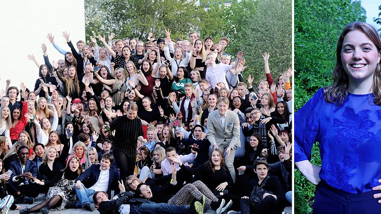 Till vänster: Elevkårsaktiva unga under Sveriges Elevkårers medlemsevent Upptakt19. Till höger: Ordförande Ebba Kock.  