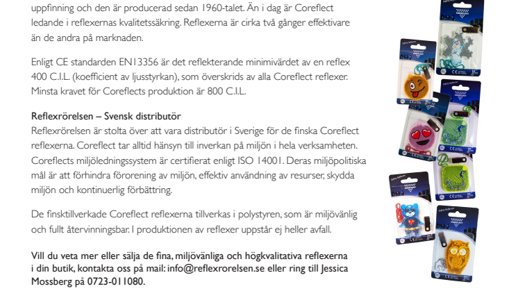 Reflexrörelsen svensk distributör för finska Coreflect reflexer