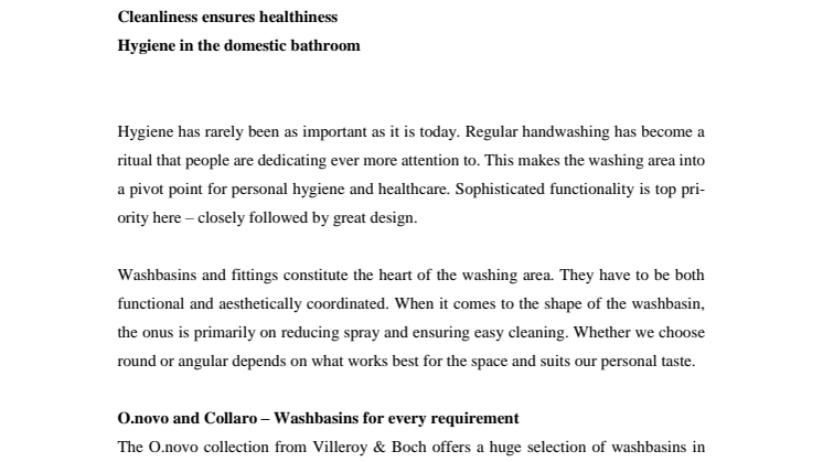 Cleanliness ensures healthiness - Hygiene in the domestic bathroom 