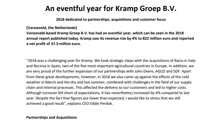 An eventful year for Kramp Groep B.V.