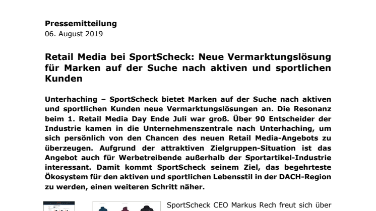 Retail Media bei SportScheck: Neue Vermarktungslösung für Marken auf der Suche nach aktiven und sportlichen Kunden 