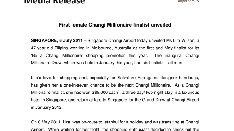 First female Changi Millionaire finalist unveiled