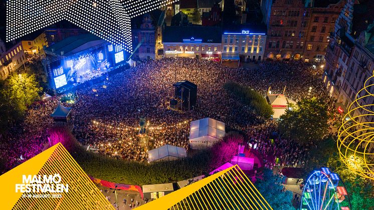 Malmöfestivalen bjuder in till pressträff inför årets festival. Bild från Stortorget på Malmöfestivalen 2022. Foto: Highshot