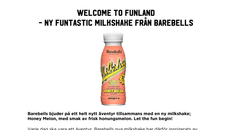 WELCOME TO FUNLAND  - Ny funtastic milkshake från Barebells