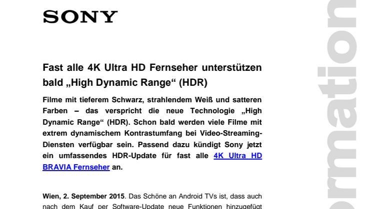 Fast alle 4K Ultra HD Fernseher unterstützen bald „High Dynamic Range“ (HDR)