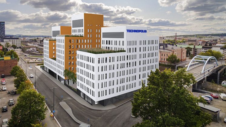 Technopolis Asemakeskus nousee Tampereen Peltokadulle. Kuva: Skanska