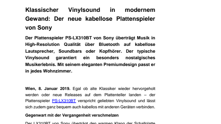 Klassischer Vinylsound in modernem Gewand: Der neue kabellose Plattenspieler von Sony