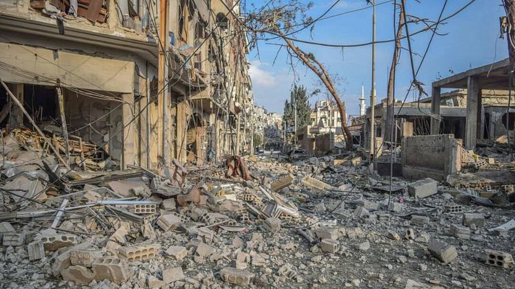 Förödelsen efter en attack i Douma i östra Ghouta. 