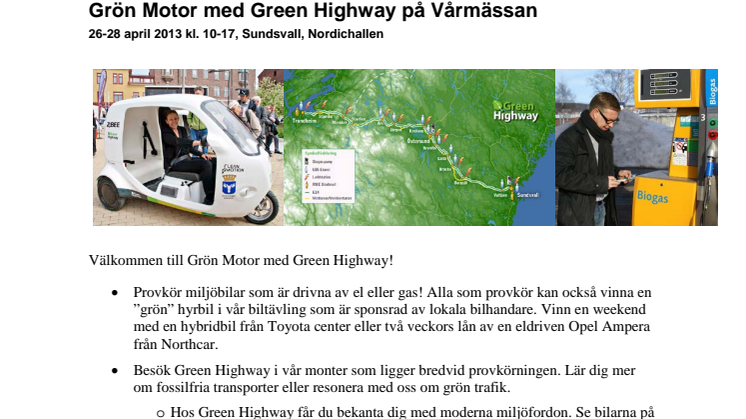 Grön Motor med Green Highway på Vårmässan i Sundsvall