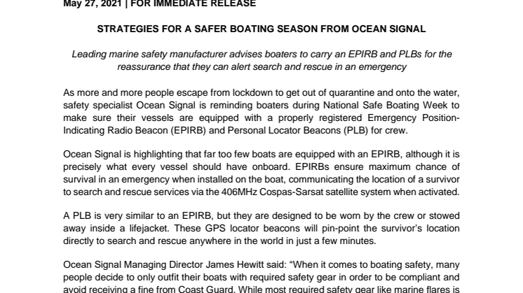 Strategies for a Safer Boating Season from Ocean Signal