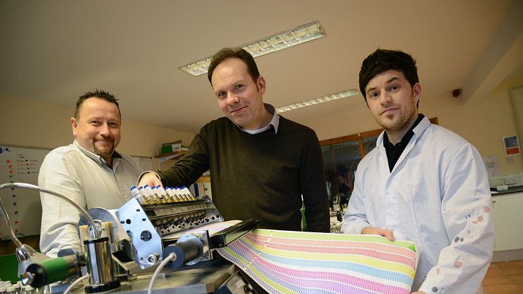 L-R: Multichem managing director Michael Nelson, Professor Justin Perry of Northumbria University and Multichem product development manager Dr Tom Winstanley.