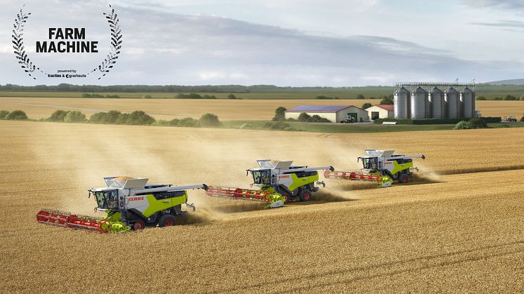 The CLAAS TRION combine harvester series was honored by an international jury as FARM MACHINE 2022 in the combine harvester category.