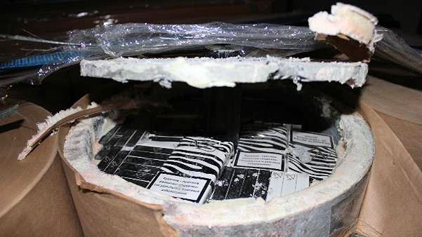 Cigarettes smuggled inside asbestos and conrete tubes (SE 19.17)