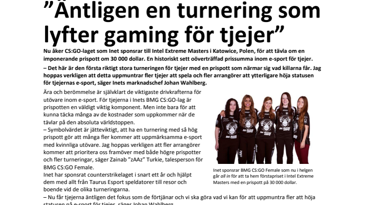 ”Äntligen en turnering som lyfter gaming för tjejer”