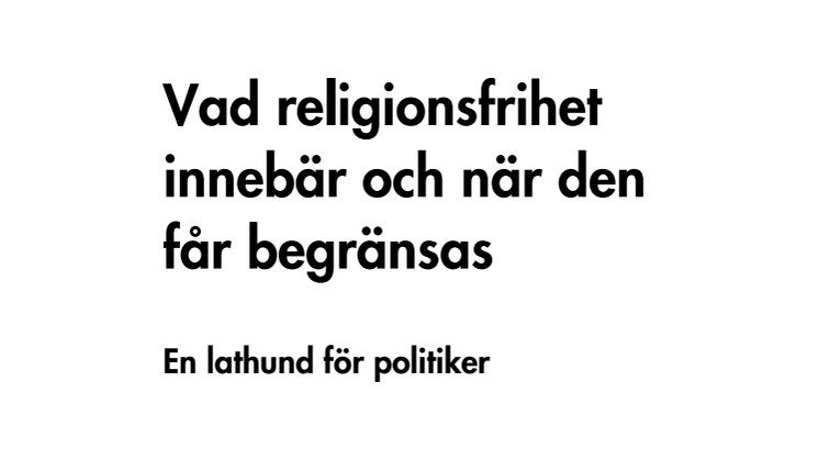 Lathund för politiker om religionsfrihet
