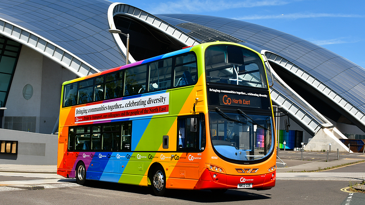 Go North East unveils multi-coloured bus to celebrate the work of its team in bringing communities together 