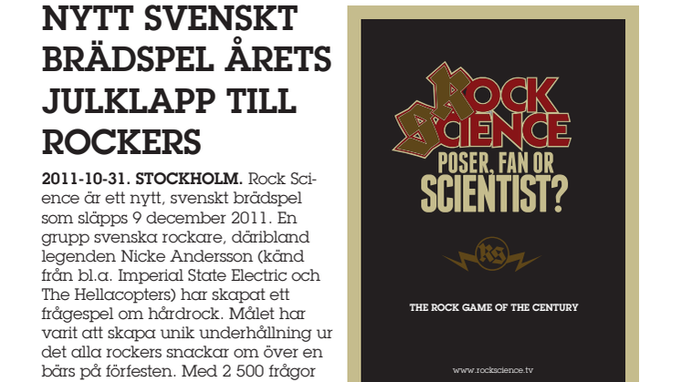 ROCK SCIENCE - nytt svenskt brädspel!