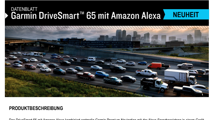 Datenblatt Garmin Drivesmart 65 mit Amazon Alexa