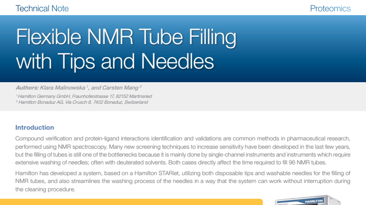 Now available - Flexible NMR Tube Filling  with Tips and Needles