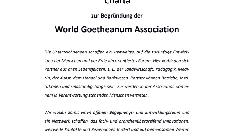 World Goetheanum Association Charta 2018
