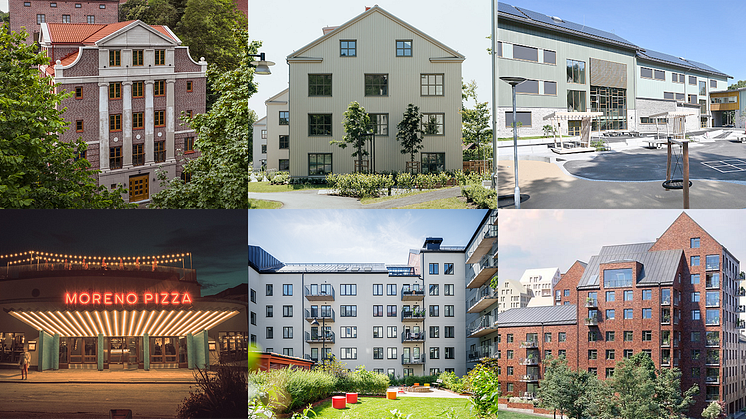De nominerande byggnaderna som kan motta pris ur Per och Alma Olssons fond 2023.