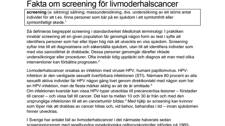 Fakta om screening för livmoderhalscancer