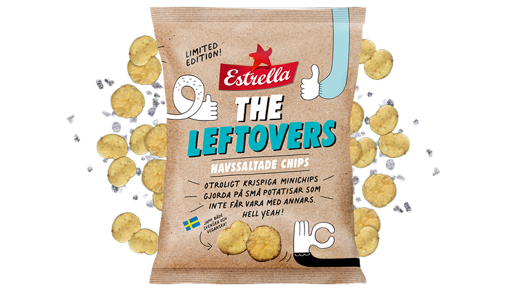 The Leftovers från Estrella, 2021. Otroligt krispiga minichips gjorda på svenska småpotatisar som annars inte får vara med. 