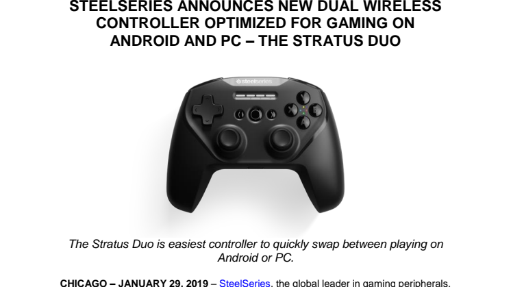SteelSeries Announces New Dual Wireless Controller Optimized For Gaming on Android and PC - The Stratus Duo