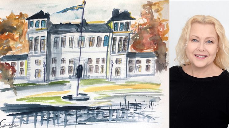 Rånäs Slott målat av Sanna Ekman - årets utställningscurator!