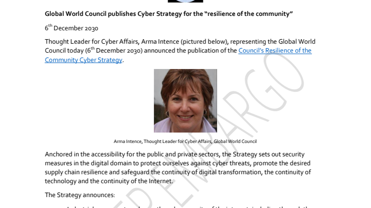 Global World Council - Resilience of the Community Cyber Strategy 2030