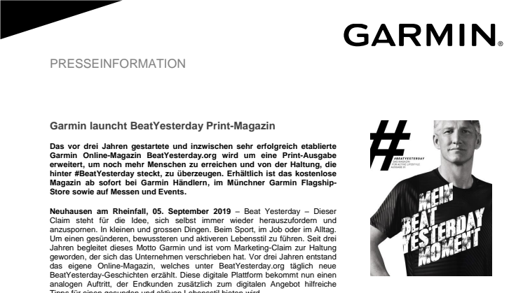 Garmin launcht BeatYesterday Print-Magazin