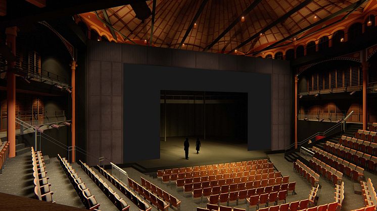 Aud_CGI view_view from rear stalls with prosc+masking.Haworth Tompkins