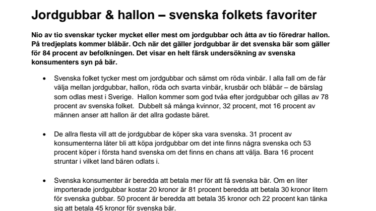 Jordgubbar & hallon – svenska folkets favoriter