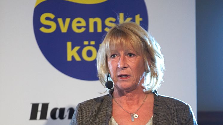 Margaretha Åberg, Sveriges Grisföretagare, på Svenskt Kötts pressträff om svensk gris