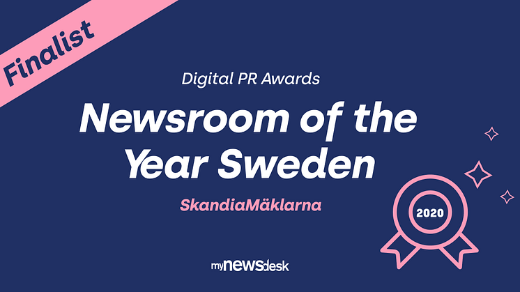 SkandiaMäklarna är en av finalisterna till utmärkelsen "Newsroom of the year Sweden"
