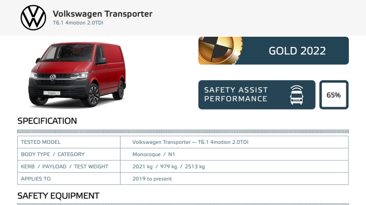 Euro NCAP-Commercial Van Safety 2022-VW Transporter -Datasheet.pdf