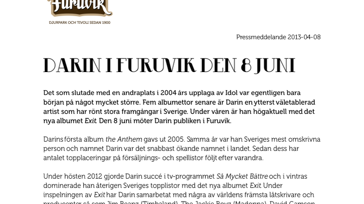 Darin till Furuvik den 8 juni