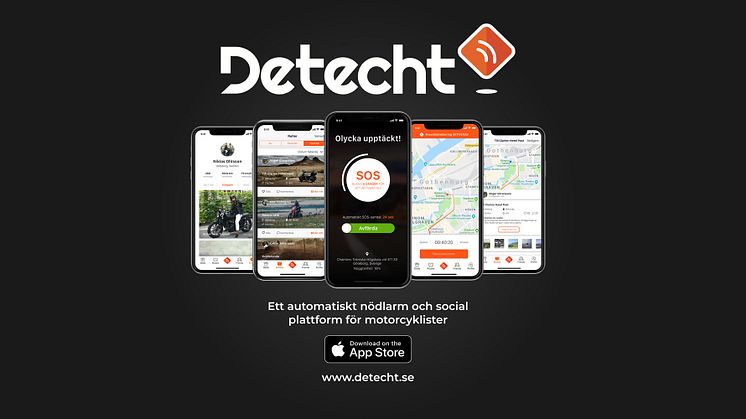 Start Up-bolaget Detecht har utvecklat en app med ett automatisk säkerhetslarm. Målet är att minska larmtiden med 50 % från det att en motorcykelolycka skett tills ambulansen anländer.