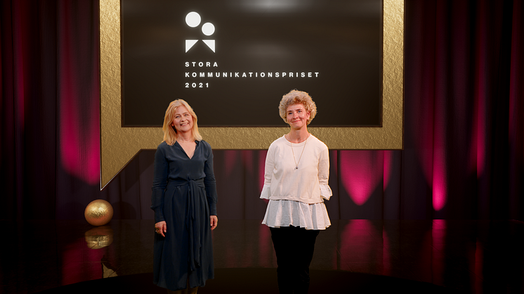 Hanna Brogren, generalsekreterare och Viveka Hirdman-Ryrberg, ordförande, Sveriges Kommunikatörer, ledde galan.
